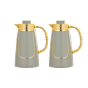 Rawaf two-piece coffee and tea set from Al Saif / Elegant design to suit all tastes / Made to maintain the heat of drinks for long hours / Ideal for daily use at home or office / Multi-color - gray/gold
