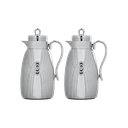 Two-piece Raitan coffee and tea set from Al Saif / Elegant design to suit all tastes / Made to maintain the heat of drinks for long hours / Ideal for daily use at home or office / Multi-color - Chrome