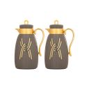 Two-piece Raitan coffee and tea set from Al Saif / Elegant design that suits all tastes / Made to maintain the heat of drinks for long hours / Ideal for daily use at home or office / Multi-color - brown/gold