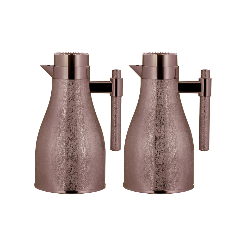 Ajwan two-piece coffee and tea set from Al Saif / Elegant design that suits all tastes / Made to maintain the heat of drinks for long hours - matte pink/gold