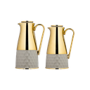 Two-piece Waad coffee and tea set from Al Saif / Elegant design that suits all tastes / Made to maintain the heat of drinks for long hours - grey/gold