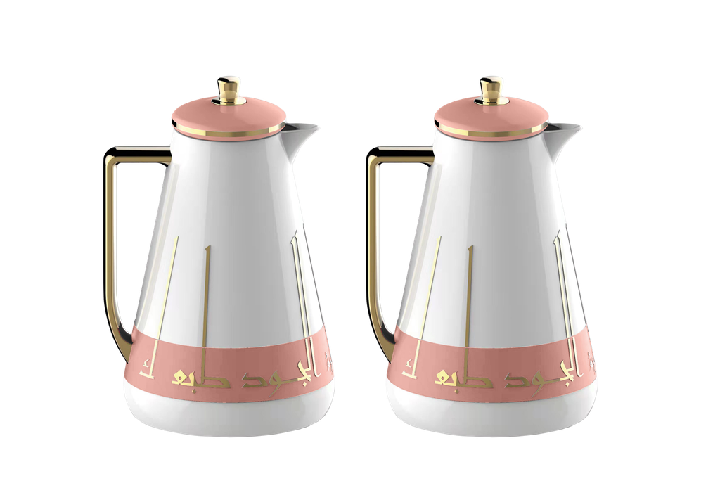 Two-piece Joud coffee and tea set from Al Saif / Elegant design that suits all tastes / Made to maintain the heat of drinks for long hours - Golden Apricot