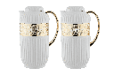 Eliana Coffee and Tea Set of 2 from Al Saif / Elegant design that suits all tastes / Made to maintain the heat of drinks for long hours - Ivory/Gold