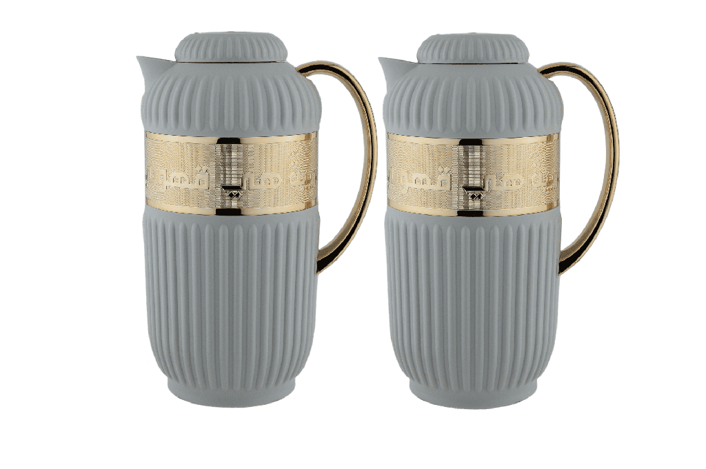 Al Saif Aliyana 2-Piece Coffee and Tea Set / Elegant design that suits all tastes / Made to maintain the heat of drinks for long hours - grey/gold