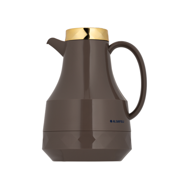 Al Saif Thermos for coffee and tea from Al Saif / Elegant design that suits all tastes / Made to maintain the heat of drinks for long hours / Ideal for daily use at home or office / Brown/gold color, capacity of 1 liter