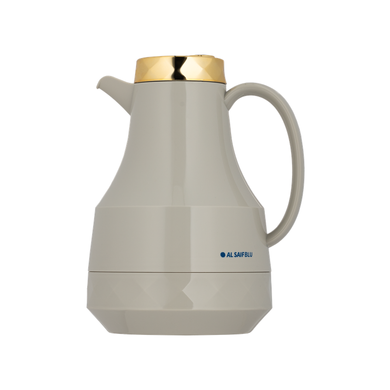 السيف ترمس قهوة وشاي من السيف / تصميم أنيق يناسب جميع الأذواق / مصنوع للحفاظ على حرارة المشروبات لساعات طويلة / مثالي للاستخدام اليومي في المنزل أو المكتب / لون رمادي/ذهبي سعه 1 لتر