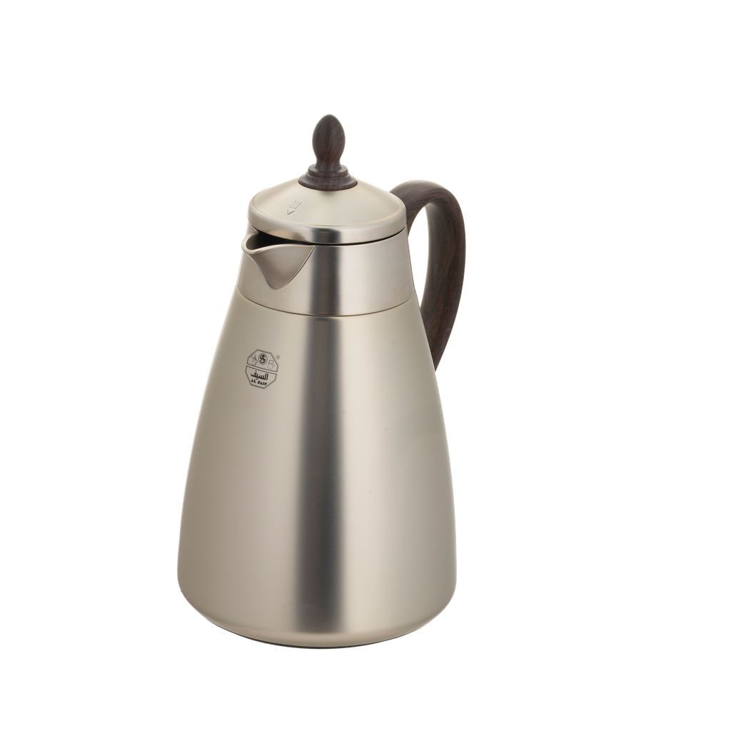 Shahd thermos for coffee and tea from Al Saif / Elegant design to suit all tastes / Made to maintain the heat of drinks for long hours - 0.35 liters - wooden champagne