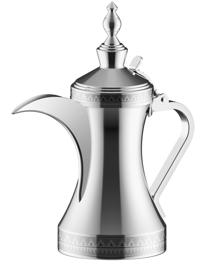 Dallah from Al Saif with an elegant traditional design, ideal for preparing and serving Arabic coffee, chrome color, multiple sizes - 26 ounces