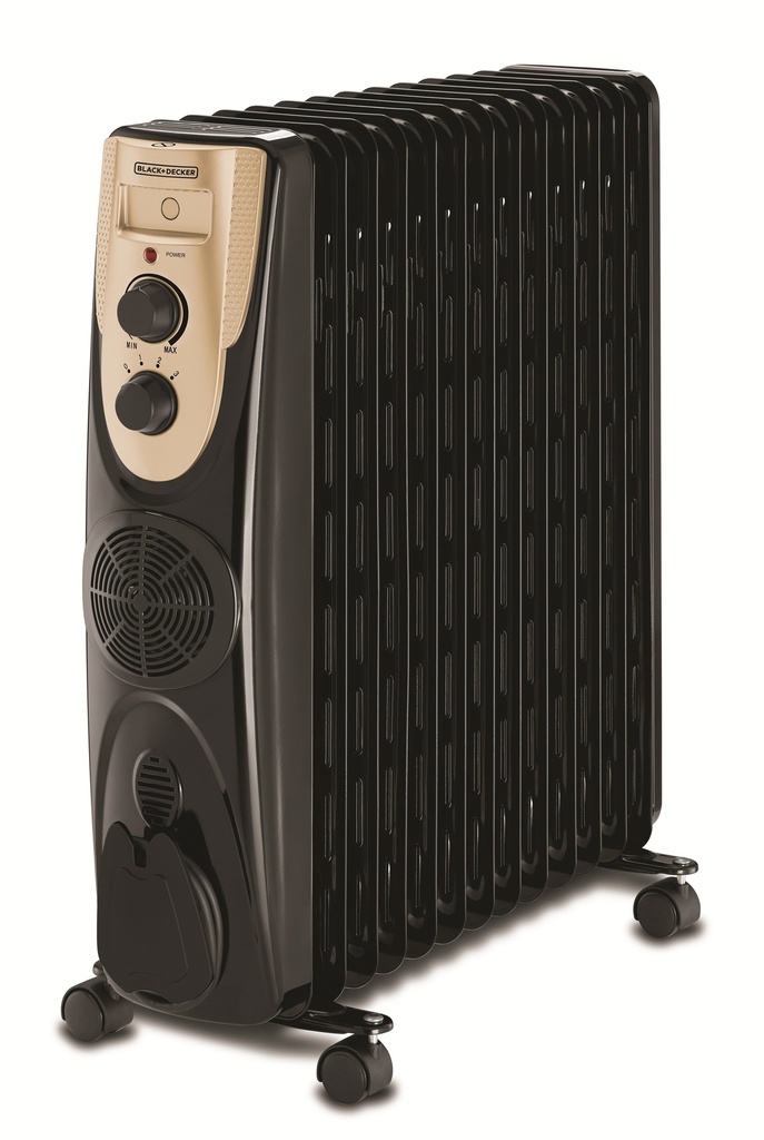Black & Decker oil heater, 13 fins, power 2500 watts, black color, effective heating of large areas