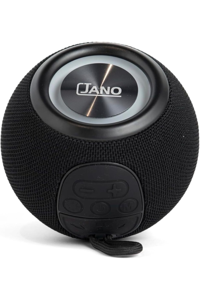 JANO مكبر صوت بلوتوث محمول مع حامل للهاتف، باللون الأسود، بطارية 5 واط، تردد 1200 ميغاهرتز، مثالي للاستماع أثناء العمل أو التنقل