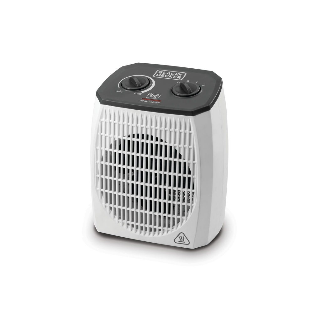 Black & Decker, vertical fan heater, power 2000 watts, white and gray color, provides effective and fast heating for large areas, modern design suitable for home and office.