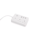 A square electrical outlet from Al Saif, with two 13 amp outputs, a capacity of 2990 watts, a length of 5 meters and 6 USB-C ports, ideal for multiple devices.