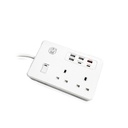 توصيلة كهربائية مربعة من السيف، بمخرجين 13 أمبير، بقدرة 2990 واط، بطول 3 متر و6 مداخل USB-C، تصميم عملي وذكي.