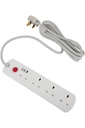 Al Saif electrical extension, 4 holes with 3 meter cord, capacity 2990 watts, white color, provides additional outlets for multiple connections safely.