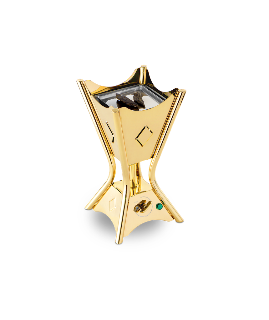 Indonesian electric incense burner with timer (cool touch), power 135 watts, stainless steel - gold