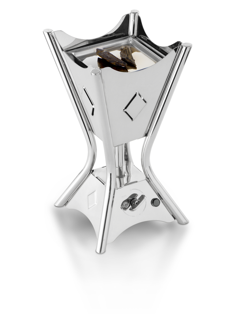 Indonesian electric incense burner with timer (cool touch), power 135 watts, stainless steel - silver