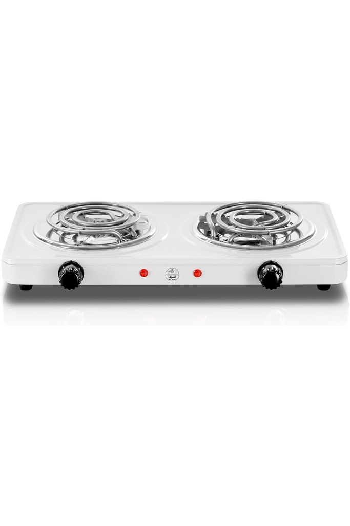 Saif wire stove, two burners, white, 2000 watts, reliable performance and comfortable daily use.
