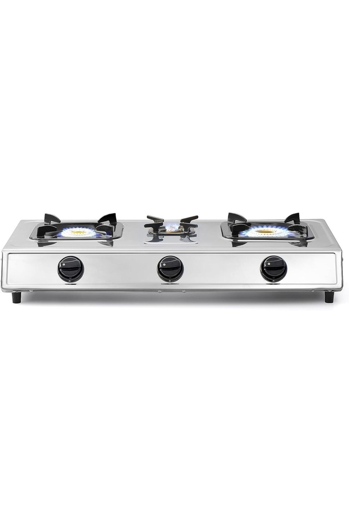 Al Saif Electric Gas Stove / 3 Burner Stainless Steel, Auto Ignition / Color: Silver