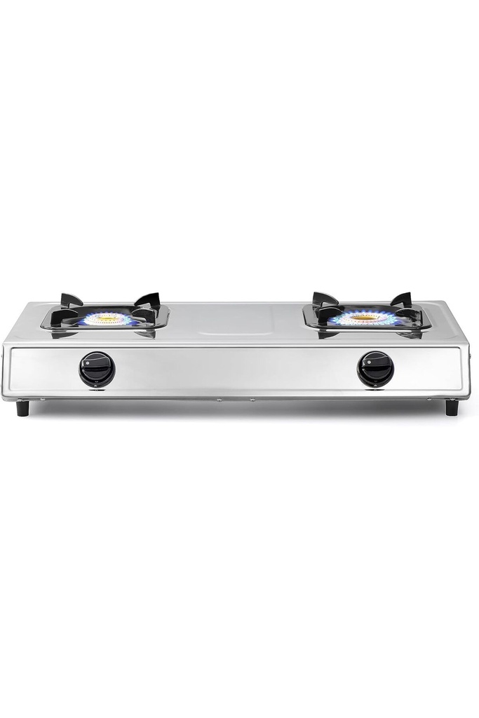 Al Saif Electric Gas Stove / Two Stainless Steel Burners, Automatic Ignition / Color: Silver
