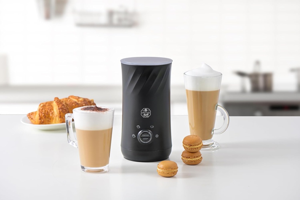 Milk frother, 300 ml capacity, 500 watts, contains 4 different multi-colored functions - black