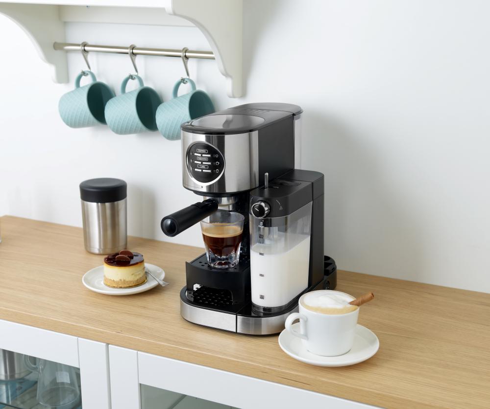 Al Saif Espresso Coffee Maker / Espresso, Cappuccino, Latte with Milk, Coffee Capsule Machine with Milk Foam Function / 1.2L capacity, 1470W power / Color: Black