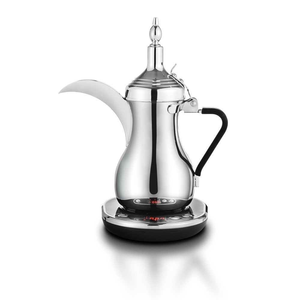Al Saif Electric Arabic Coffee Pot / Stainless steel body with surface polishing, LED display, 12 minutes coffee preparation, Automatic keep warm function / Capacity 600ml, Power 900W / Color: Silver
