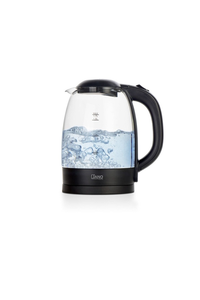 غلاية كهربائية زجاجية من جانو / السعة 1.7 لتر / 2200 واط / اللون: أسود