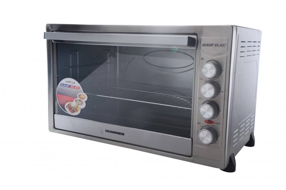 فرن كهربائي من السيف / مؤقت + عناصر تسخين ستانلس ستيل + منظم حرارة + مفتاح وظائف + لمبة مؤشر / مع سيخ شوي / سعة 100 لتر / 2800 واط / اللون: ستانلس ستيل