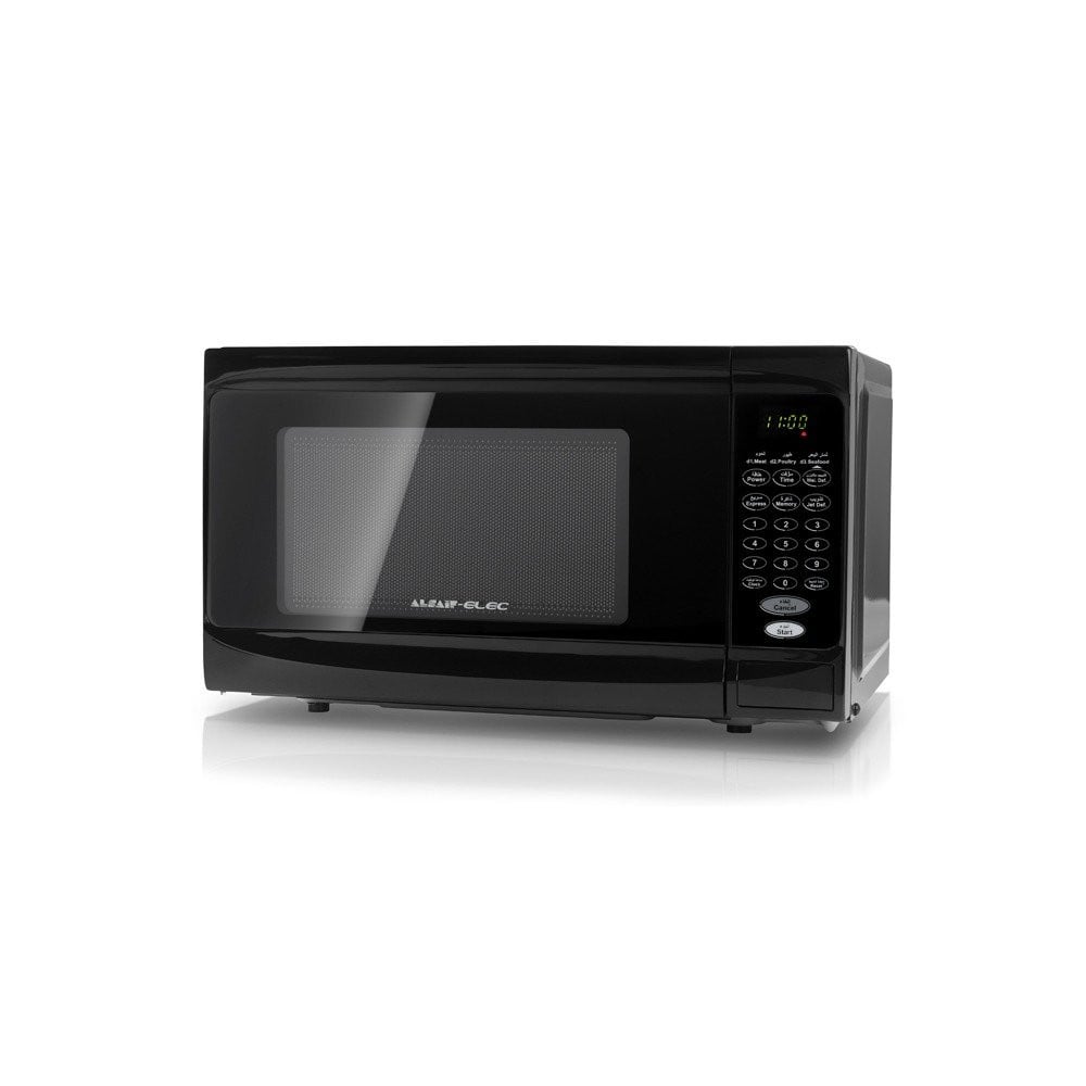 Digital Microwave from Al Saif / Automatic Cooking by Weight / Defrost / Control in Arabic and English / 99 Minute Timer with Bell / 20 Liter Capacity / 700 Watts / Color: White
