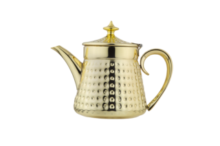 A 24-ounce teapot from Al Saif, practical for serving tea. It features an elegant traditional design and a durable, heat-resistant structure. The color is golden.