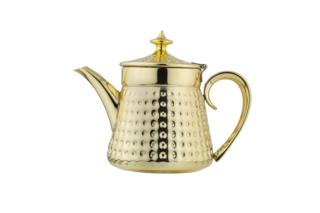 A 13-ounce teapot from Al Saif, practical for serving tea. It features an elegant traditional design and a durable, heat-resistant structure. The color is golden.