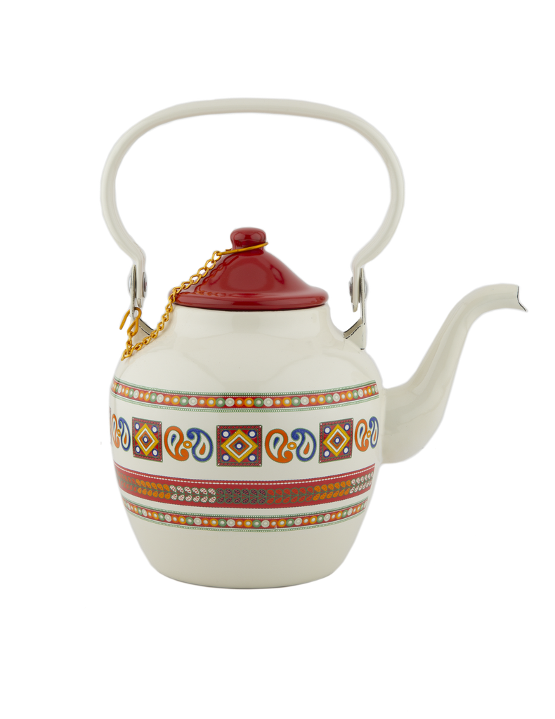 The lavender teapot from Al Saif is durable and elegant, ideal for serving all kinds of tea - size 16