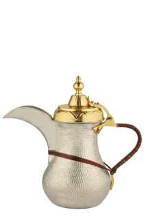 دلة من السيف مقاس 48 اونص بتصميم تقليدي أنيق، مثالية لتحضير وتقديم القهوة العربية اللون ذهبي/فضي