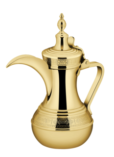 Dallah from Al Saif, size 40 ounces, with an elegant traditional design, ideal for preparing and serving Arabic coffee, golden colour