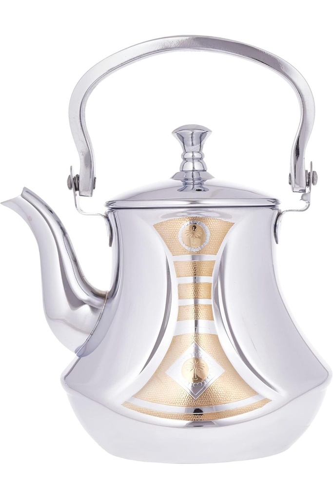 A 12-ounce jug from Al Saif, sturdy and elegant, ideal for serving all kinds of tea. The color is golden