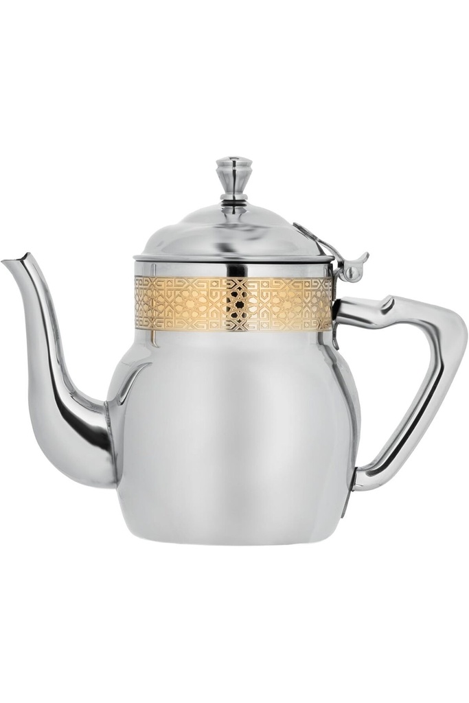 A 35-ounce pot from Al Saif, practical for serving tea. It features an elegant traditional design and a durable, heat-resistant structure. The color is golden.