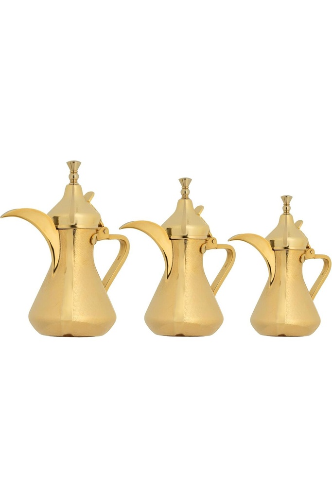 Dalal set from Al Saif, size 26/32/48 ounces, with an elegant traditional design, ideal for preparing and serving Arabic coffee, golden color