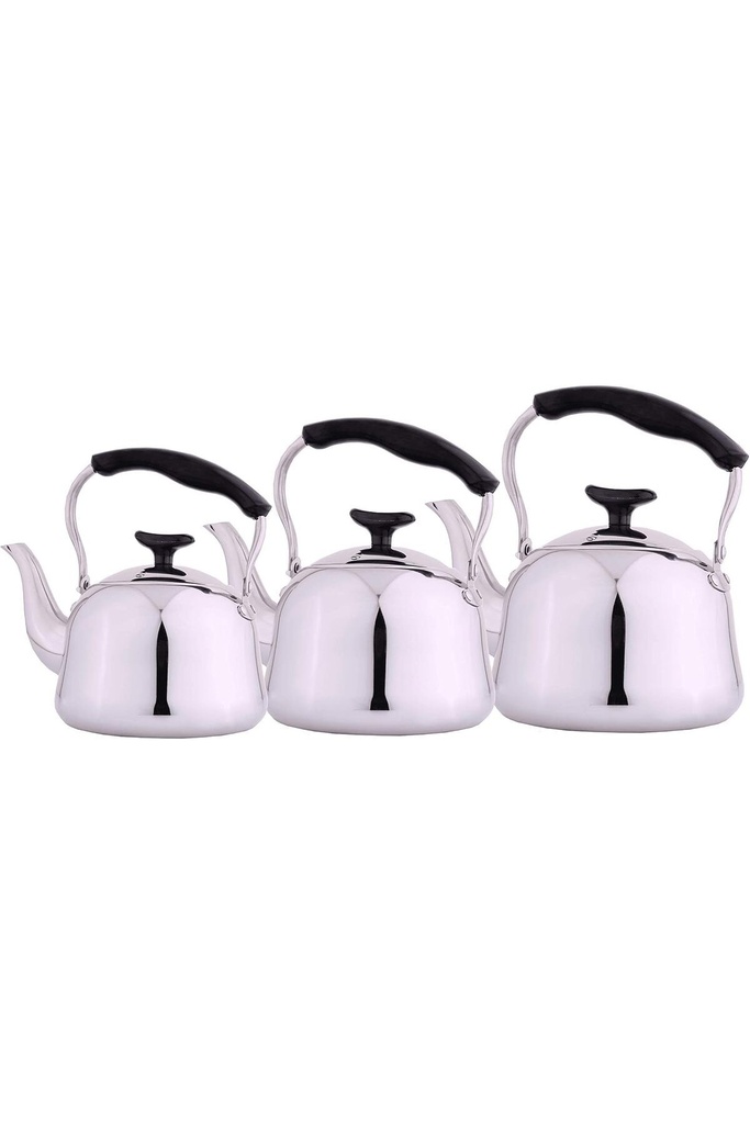 3 teapot set from Al-Saif Mateen Al-Sakani, ideal for serving tea and all kinds of tea, in silver color