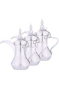 3 Dalal sets from Al Saif, with an elegant traditional design, ideal for preparing and serving Arabic coffee, chrome colour