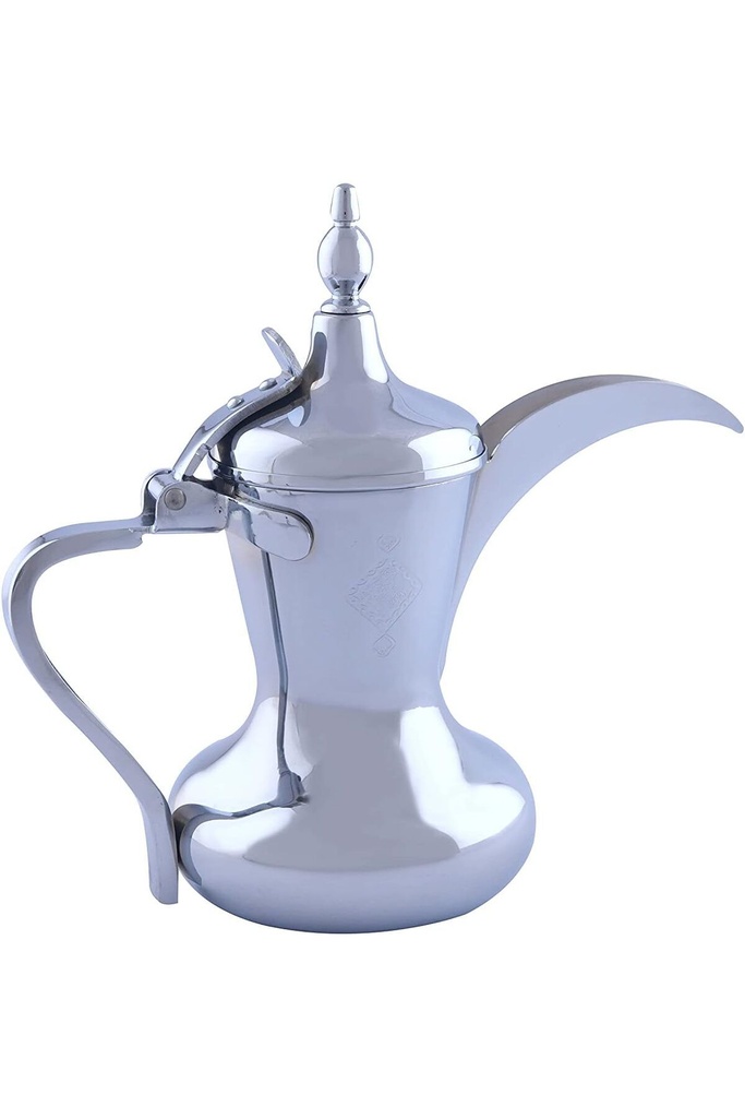 Dallah from Al Saif, size 26 ounces, with an elegant traditional design, ideal for preparing and serving Arabic coffee, chrome colour