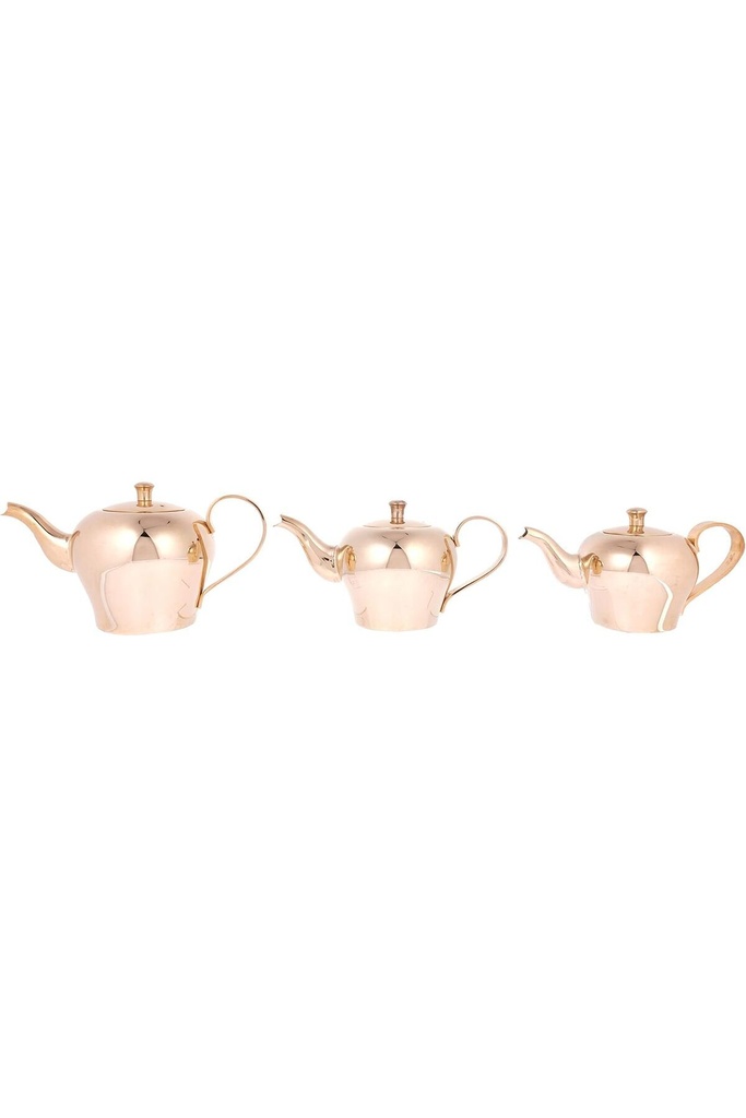 3 tea pots set from Al Saif, useful for serving tea, characterized by elegant tradition and a sturdy structure painted in gold.