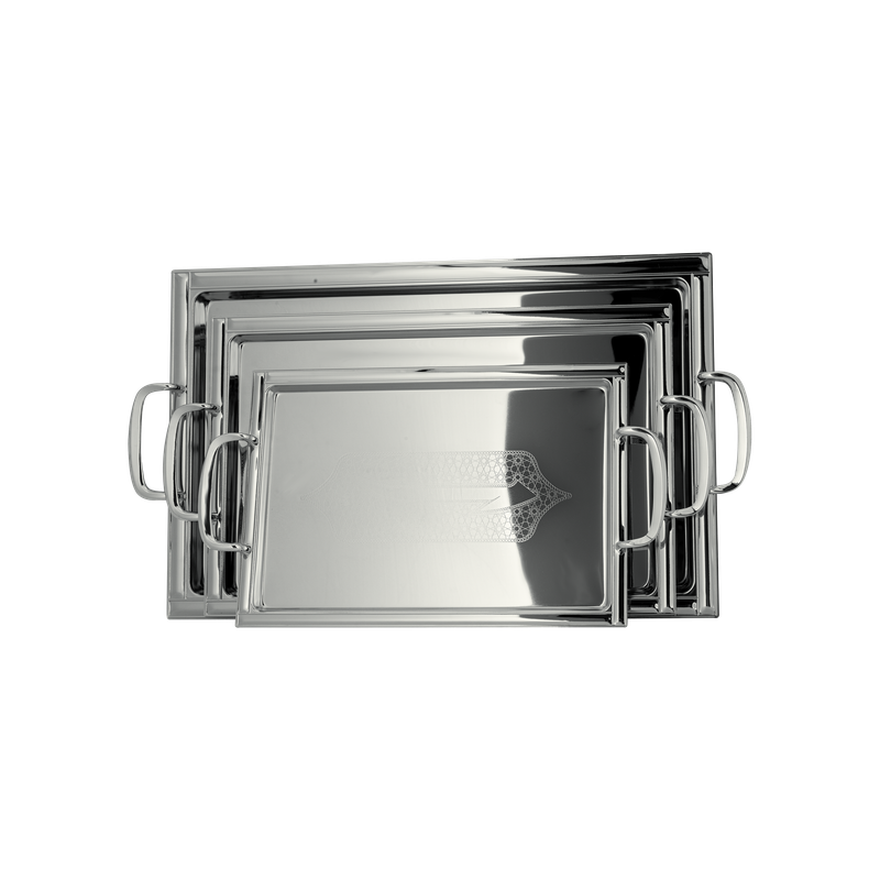 Tofaria set from Al Saif - 3 pieces / Classic design in nickel color / Ideal for serving coffee, sweets and hospitality in a practical and elegant style / Suitable for daily use and special occasions
