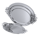 Al Saif oval tofu set - 3 pieces / Classic chrome design / Ideal for serving coffee, sweets and hospitality in a practical and elegant style / Suitable for daily use and special occasions