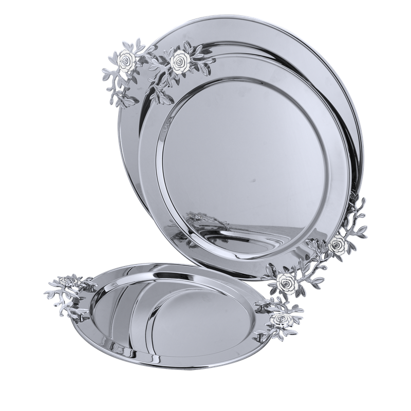 طقم طوفرية دائري من السيف – 3 قطع / تصميم كلاسيكي بلون ابيض كروم / مثالي لتقديم القهوة والحلويات والضيافة بأسلوب عملي وراقي / مناسب للاستخدام اليومي والمناسبات الخاصة