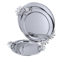 Round tofu set from Al Saif - 3 pieces / Classic design in white chrome color / Ideal for serving coffee, sweets and hospitality in a practical and elegant style / Suitable for daily use and special occasions