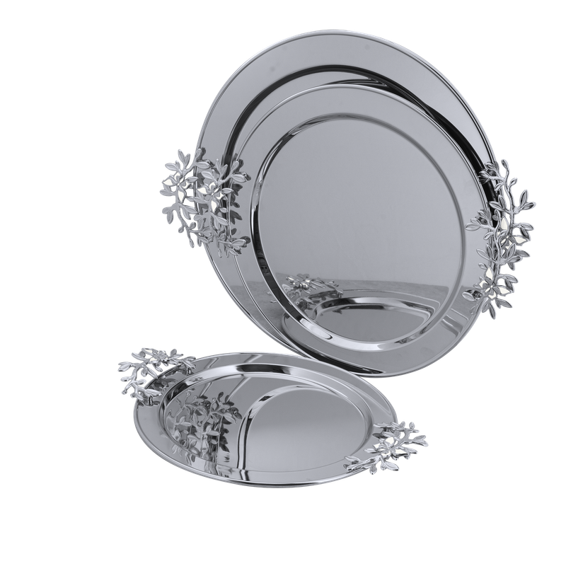 Round tofu set from Al Saif - 3 pieces / Classic chrome design / Ideal for serving coffee, sweets and hospitality in a practical and elegant style / Suitable for daily use and special occasions