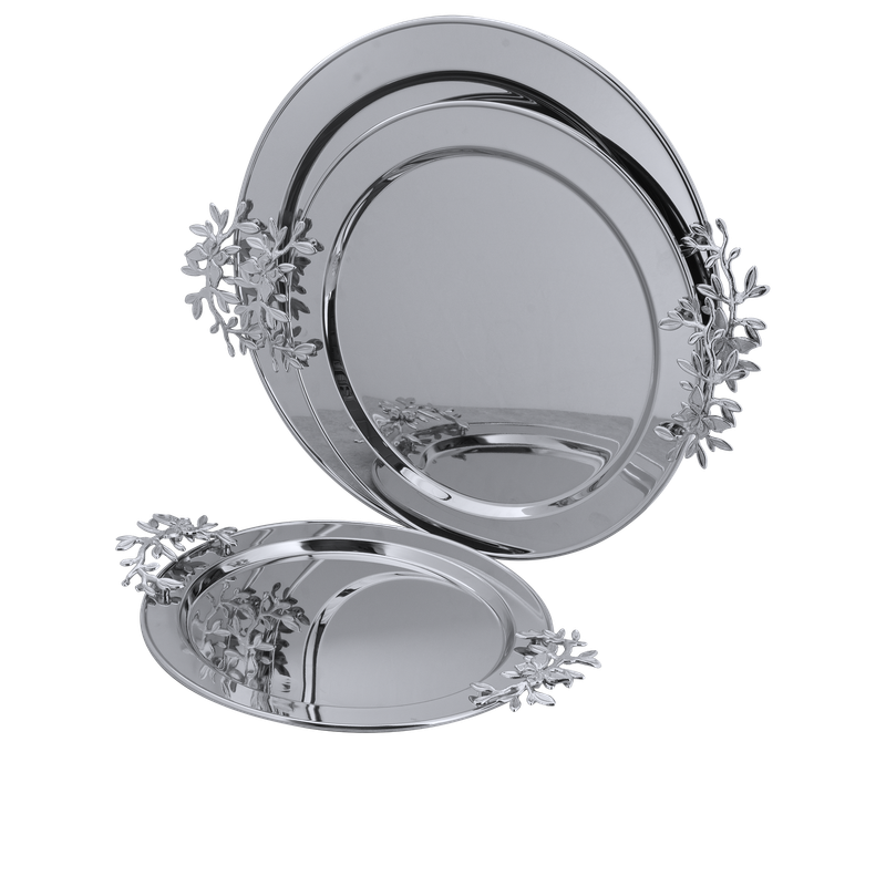 Round tofu set from Al Saif - 3 pieces / Classic chrome design / Ideal for serving coffee, sweets and hospitality in a practical and elegant style / Suitable for daily use and special occasions