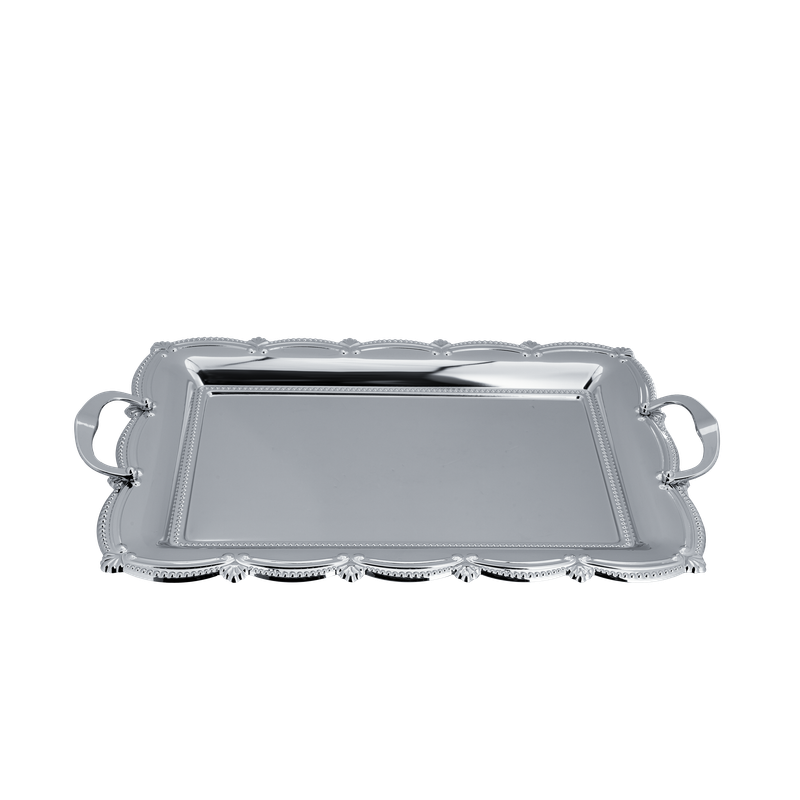 Rectangular tofir set from Al Saif - 3 pieces / Classic chrome design / Ideal for serving coffee, sweets and hospitality in a practical and elegant style / Suitable for daily use and special occasions