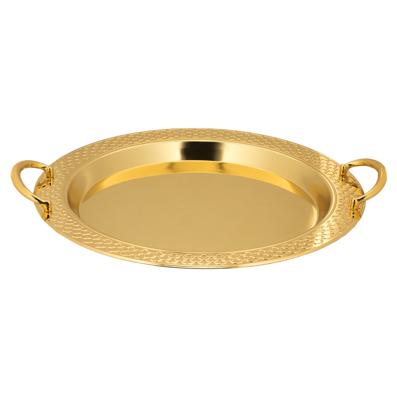 Round topper set from Al Saif - 2 pieces / Elegant circular design in an attractive golden color / Ideal for serving coffee and hospitality in an elegant way / High-quality materials add a luxurious touch to events and gatherings