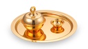 Round tofu set from Al Saif - 3 pieces / Classic design in golden color / Ideal for serving coffee, sweets and hospitality in a practical and elegant style / Suitable for daily use and special occasions